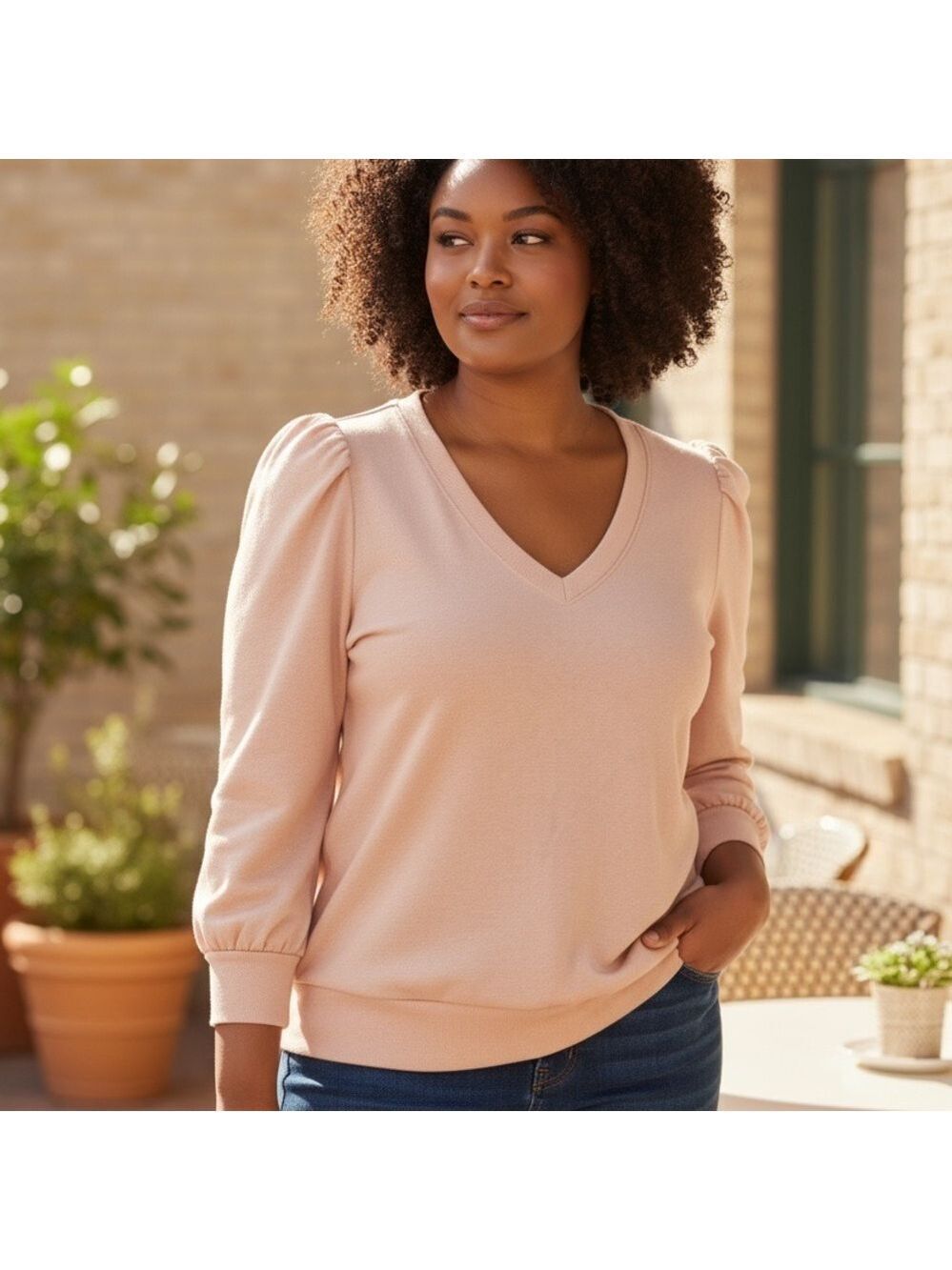 INC Int'l Concepts Shimmering Pullover, Pink, Size S (19” PTP)